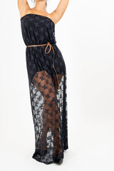 Abito in pizzo Midnight Bloom con fusciacca
