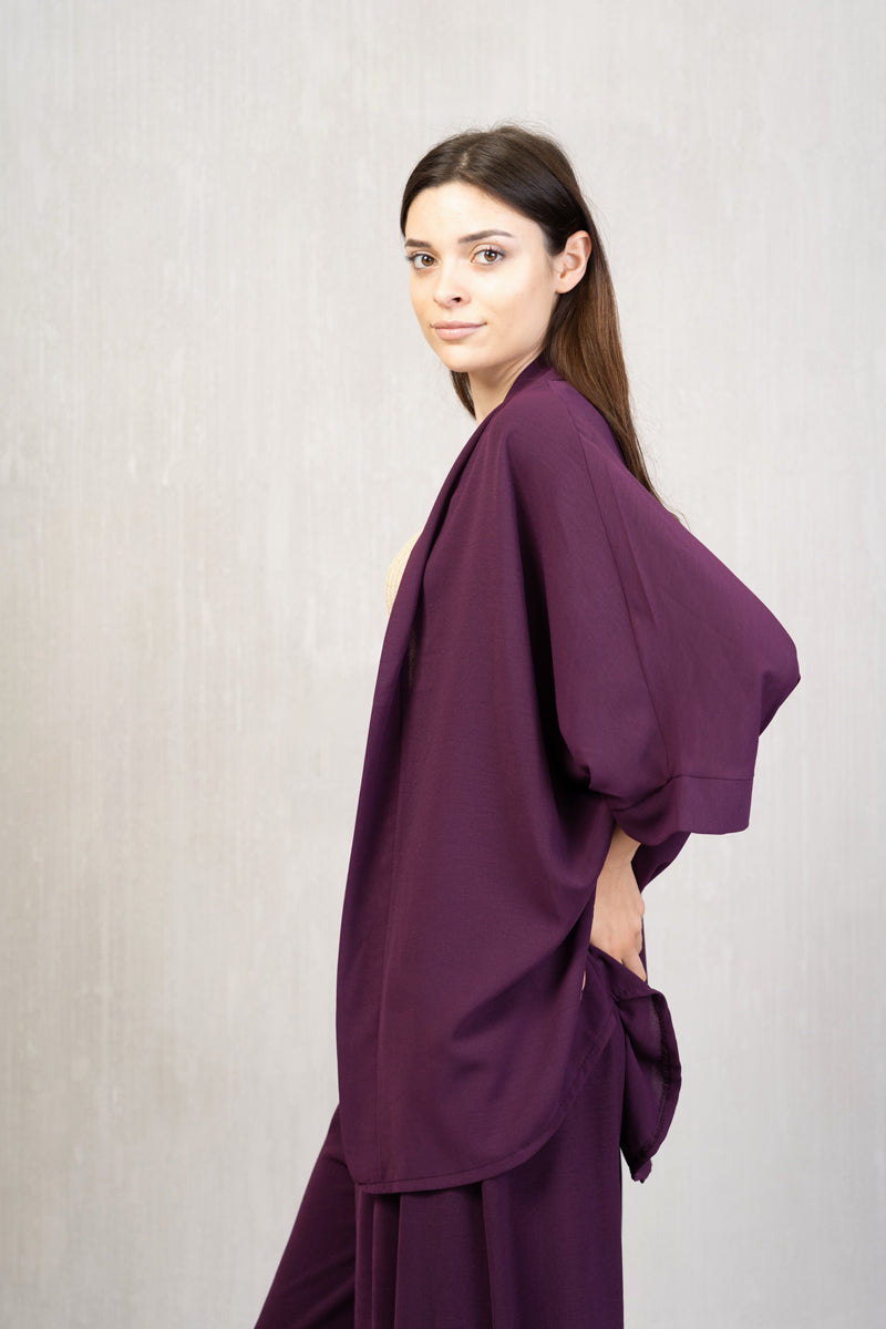 Kimono corto in tessuto fluido