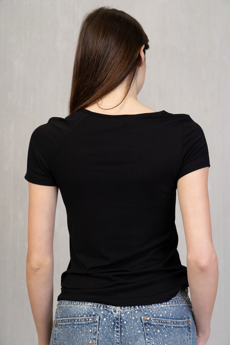 Maglia Viscosa con Anello Drappeggiato