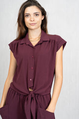 Camicia annodata con maniche corte