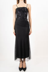 modella indossando Abito Lungo SparkleDream con Body Drappeggiato colore