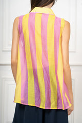 modella indossando Camicia Smanicata Positano Righe colore