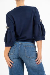 Maglia Balloon Chic con spilla gioiello