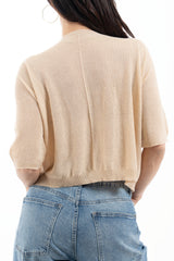 modella indossando Maglia ampia in viscosa con lurex e fondo elasticizzato colore