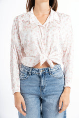 Camicia in raso a fantasia floreale