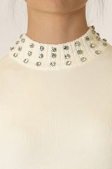 Maglia Shine con strass su collo e polsi