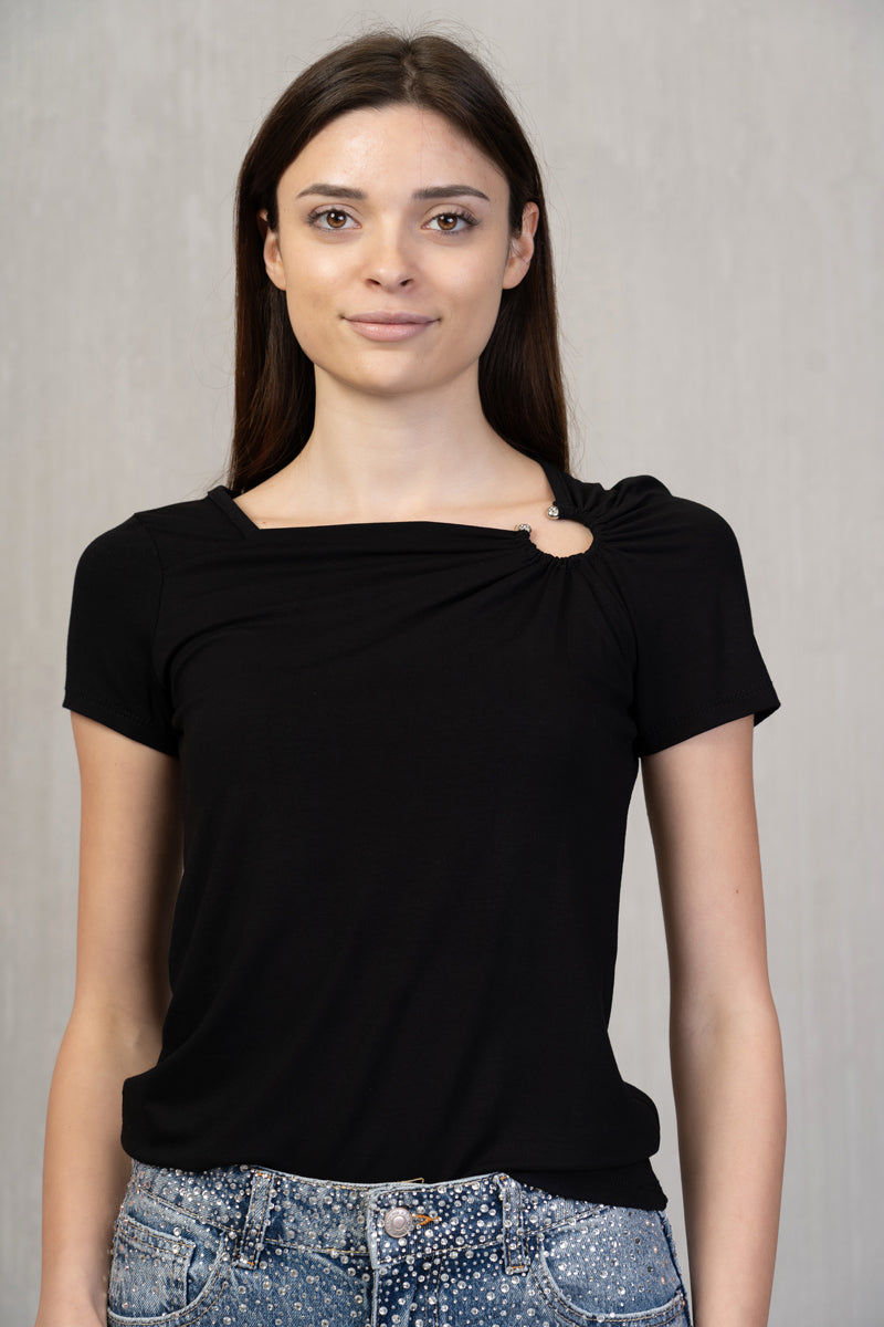 Maglia Viscosa con Anello Drappeggiato