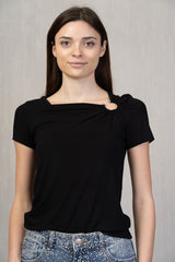 Maglia Viscosa con Anello Drappeggiato