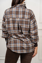 modella indossando Camicia Rivington Bracken in flanella tartan donna colore