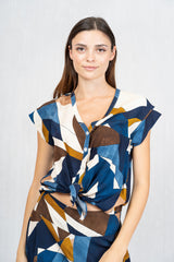 Camicia nodo in viscosa GeoSunset