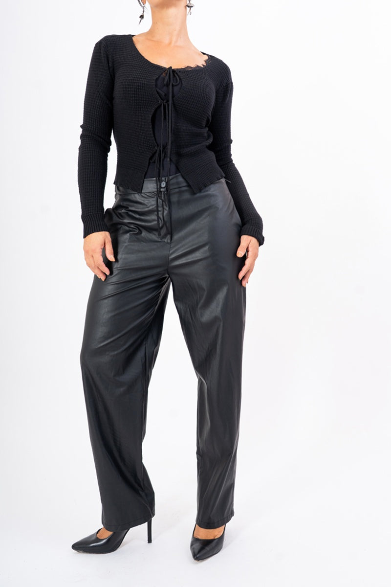 Pantalone Straight in Ecopelle