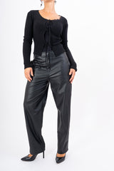 Pantalone Straight in Ecopelle