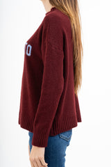 Maglione girocollo con scritta “Non vi sopporto più!” in misto lana Made in Italy