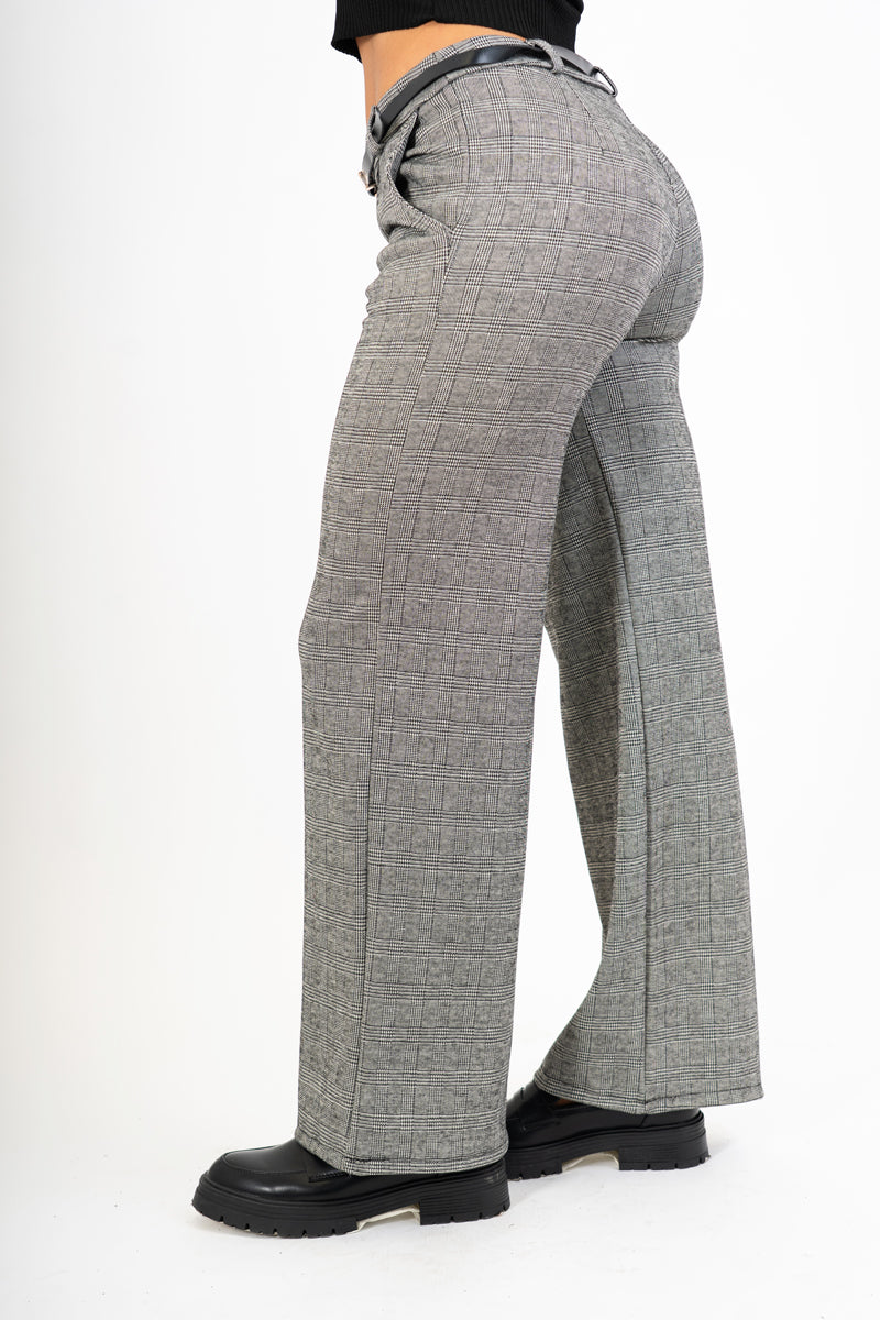 Pantalone dritto in viscosa principe di Galles