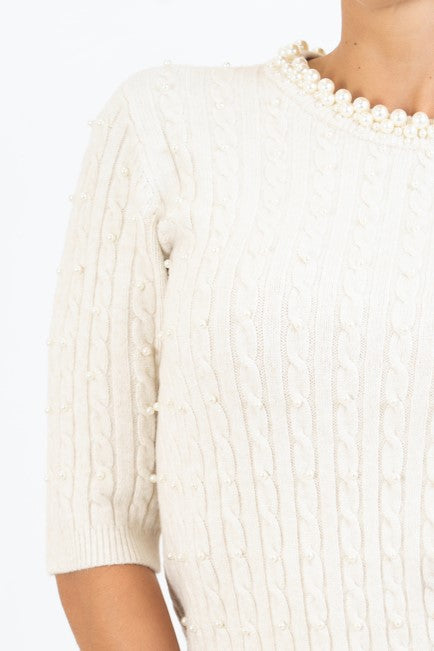 Maglia Chic a Trecce con Perle