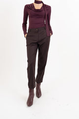 Pantalone CityLine slim fit in poliviscosa marrone