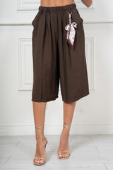 Pantalone Midi in Misto Viscosa con Fusciacca Charm