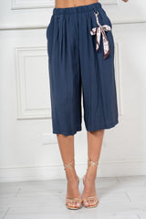 Pantalone Midi in Misto Viscosa con Fusciacca Charm