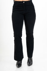 Pantalone a Coste a Zampa in Cotone – Nero