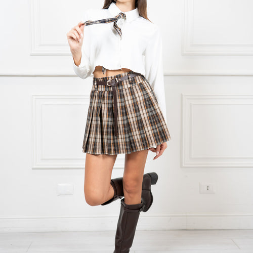 modella indossando Gonna Ivy colore Marrone-Beige Unica