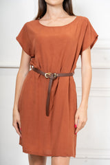 Abito midi over in Tencel con cintura regolabile