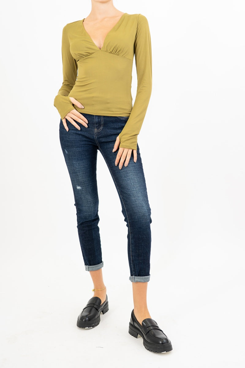 Jeans Ripped Fit con risvolto