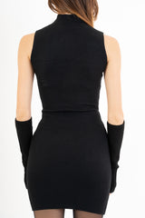 modella indossando Abito smanicato a costine in misto viscosa colore