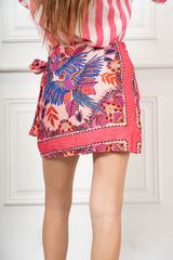 Minigonna Portafoglio Fenice Tropicale in 100% Viscosa Made in Italy