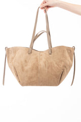 Borsa morbida a spalla in ecocamoscio con tracolla removibile