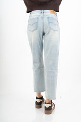 Jeans regular fit a vita alta lavaggio chiaro elasticizzato