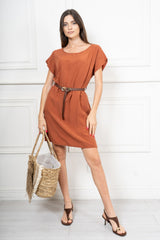 Abito midi over in Tencel con cintura regolabile