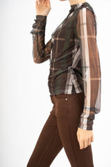 Maglia trasparente fantasia CheckFlair con maniche arricciate