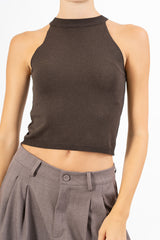 Top scollo all’americana in filato leggero
