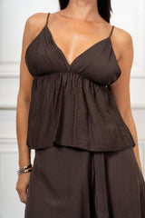 Top Fiammato con Scollo a Triangolo Made in Italy