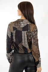 Camicia raso fantasia leopardo e righe