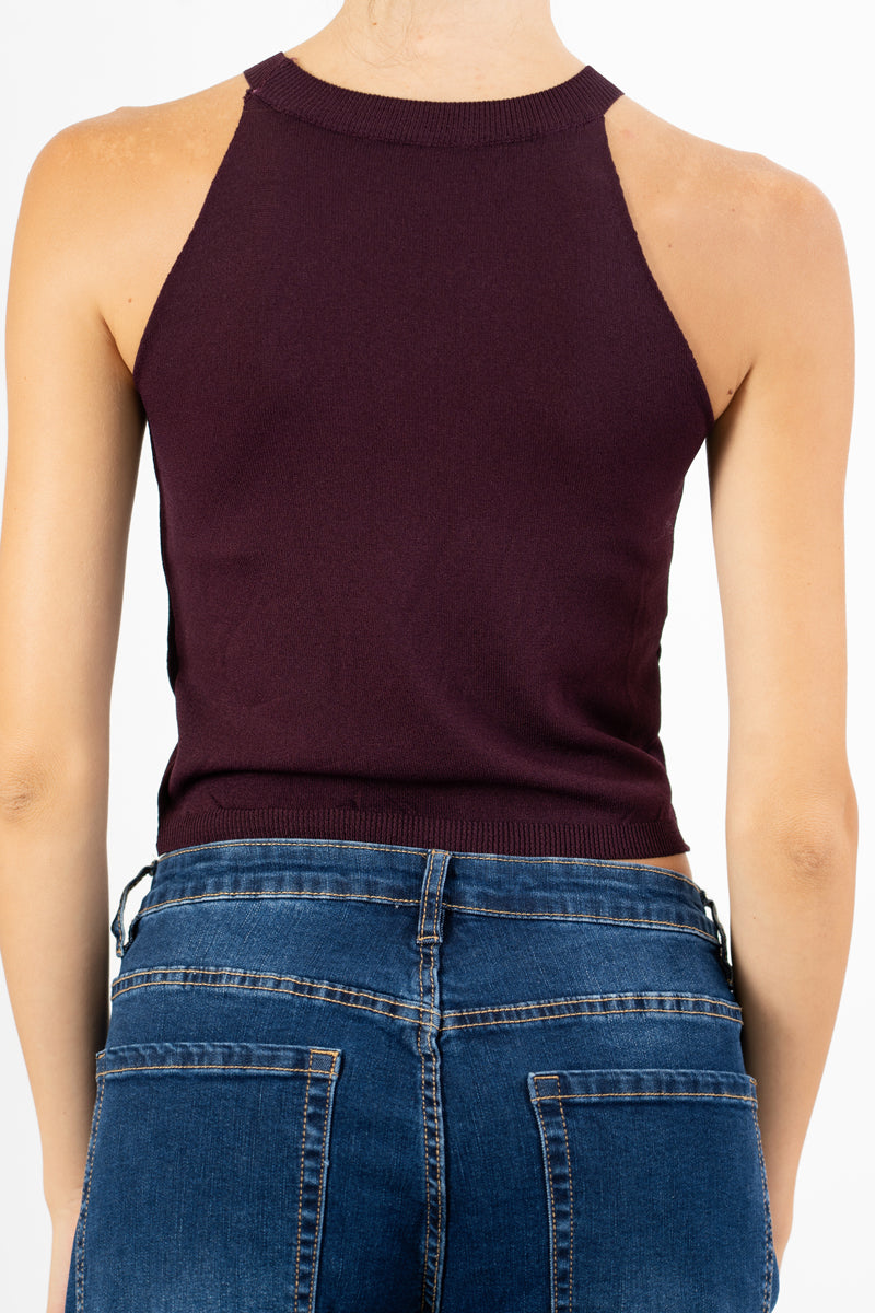 Top scollo all’americana in filato leggero