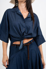 Camicia ampia effetto chambray con manica kimono.