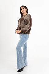 modella indossando Maglione fantasia SoftArgyle in misto lana colore