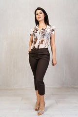 Pantalone slim in cotone elasticizzato Marrone