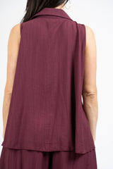 Camicia smanicata svasata in viscosa EasyWave no stiro con bottoni