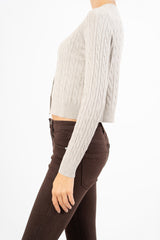 Cardigan corto in lurex con disegno a treccia