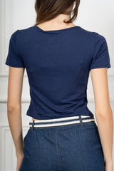 T-Shirt Crop Basic in Viscosa Elasticizzata