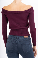 Maglia crop off-shoulder con laccio