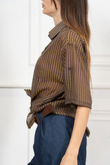 Camicia rigata in lyocell leggera con manica risvoltata