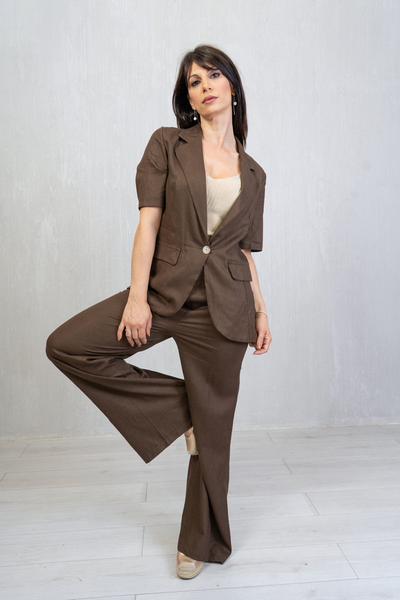 Pantalone palazzo misto lino
