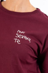 T-shirt in cotone con ricamo “mai senza te”
