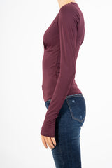 Maglia con coppe e scollo a cuore in nylon elasticizzato