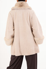 Mantella Velvet Fur in chenille con collo in eco pelliccia