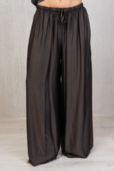 Pantalone ampio in viscosa e seta con coulisse