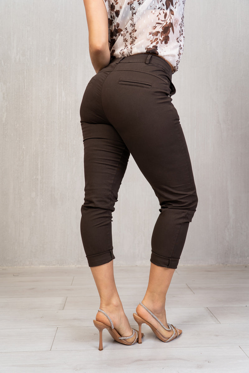 Pantalone slim in cotone elasticizzato Marrone